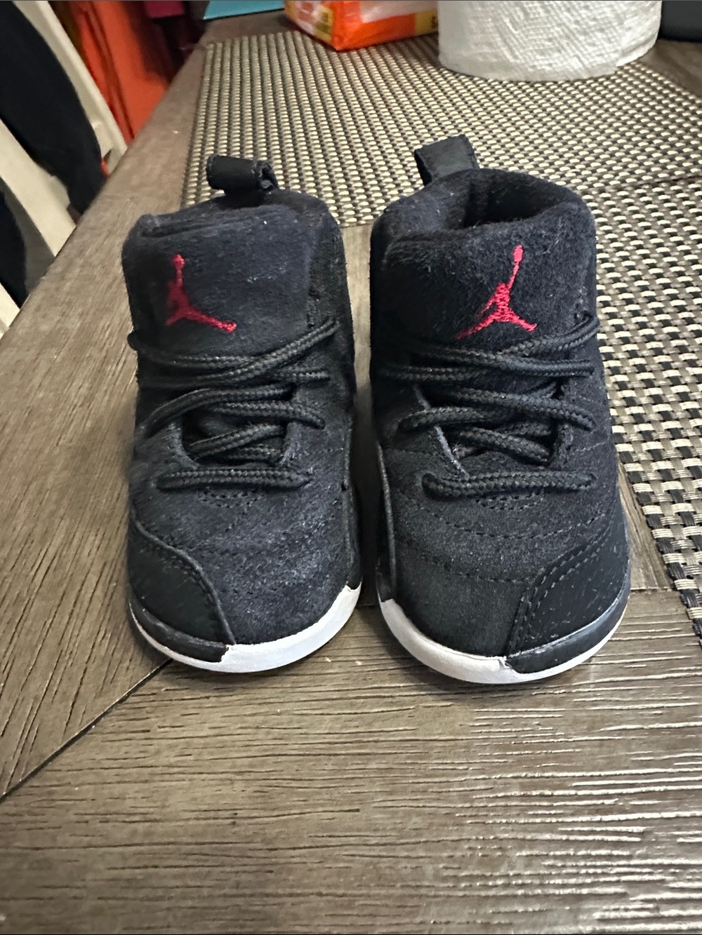 Jordan Kids Black Sneakers with Red Jumpman Accent